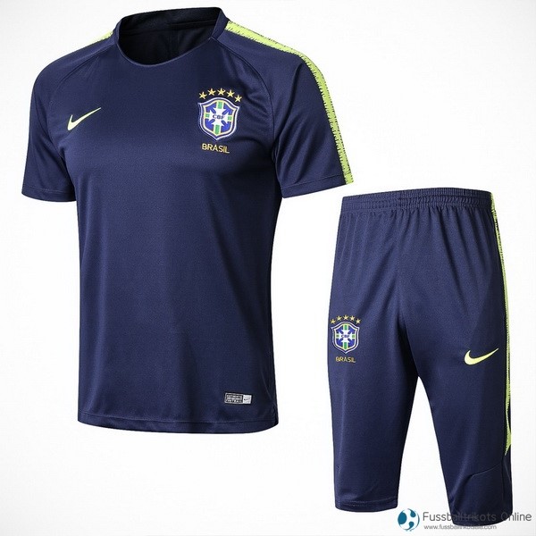 Brasilien Trainingsshirt Komplett Set 2018 Blau Fussballtrikots Günstig